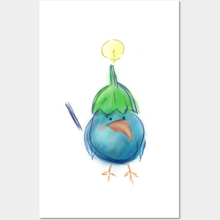 a bird with an eggplant hat Posters and Art